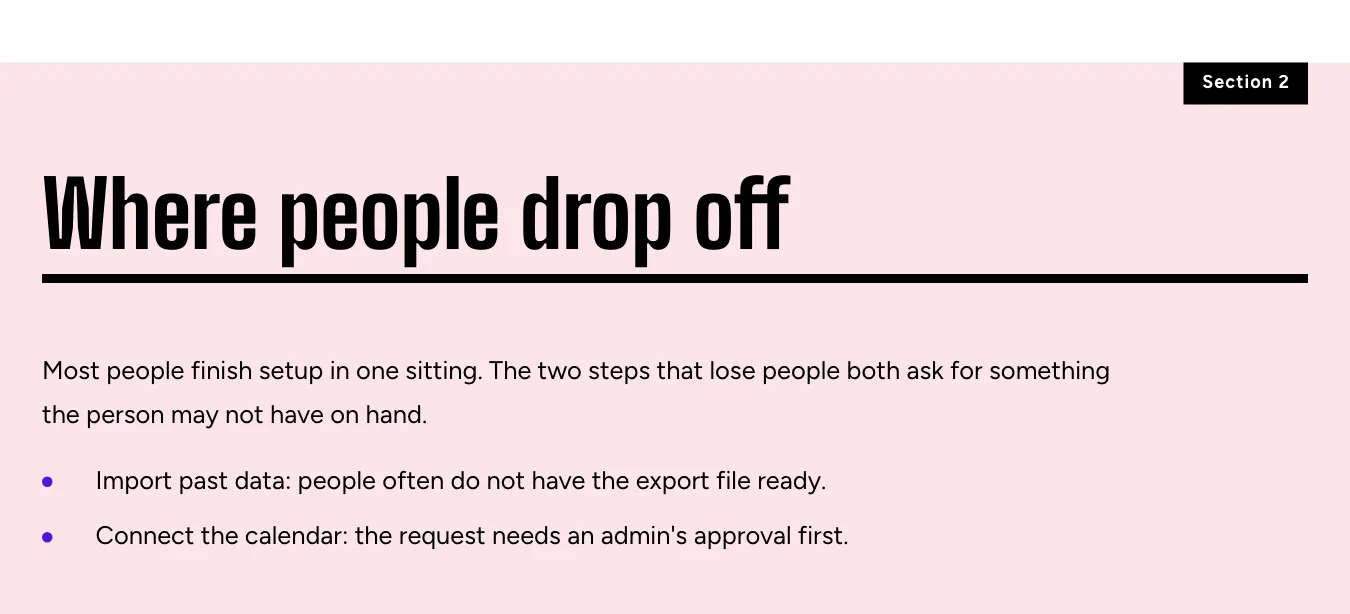 A Poster section as a full-width colour block with a huge headline and a heavy rule
